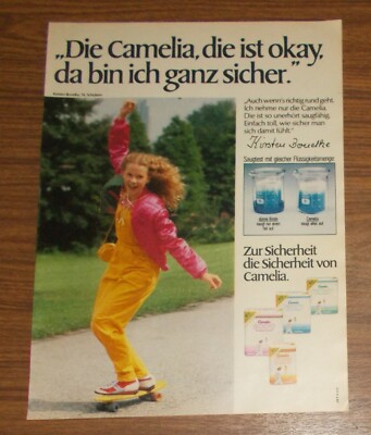 Seltene Werbung CAMELIA PERFECTA & RECORD Binde - Die ist okay - Skateboard 1979