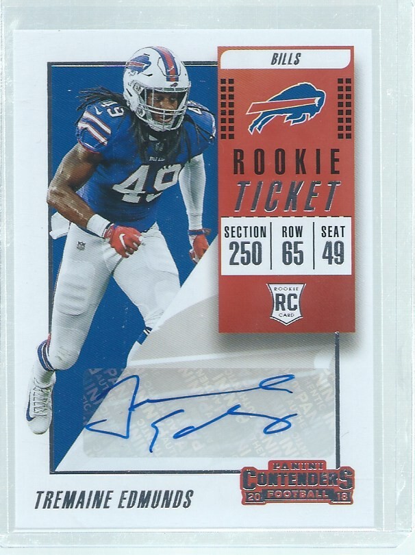 TREMAINE EDMUNDS 2018 PANINI CONTENDERS ROOKIE TICKET AUTO RC #251