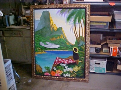Hawaiian Tropical Boeing 314 Flying Boat Oil Painting 36X48 Inches by BARTL