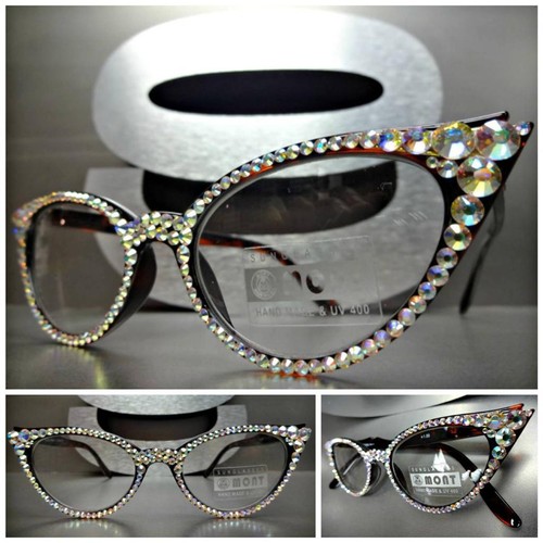 PARA MUJER DE COLECCIÓN GAFAS DE LECTURA DE OJOS DE GATO LECTORES Cristales iridiscentes Hechos a mano - Imagen 16 de 19