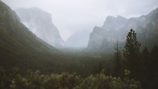 Landscape nature trees pine forest mist mountains Custom Gaming Mat Desk