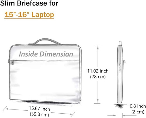 Tablet Laptop Sleeve 15 - 16" Case Briefcase, Super Slim, MacBook Black New - Picture 2 of 7