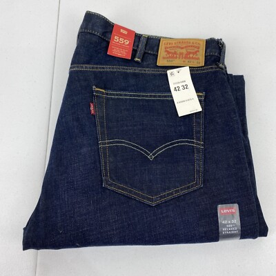 Levi's 559 Jeans Men s Size 42x32 Dark Blue Relaxed Baggy Loose Straight Denim