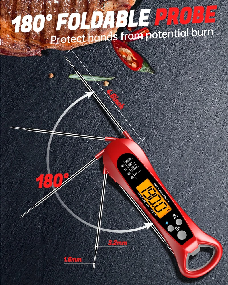 Meat Thermometer Digital, Instant Read Meat Thermometer for Grill and Cooking, W