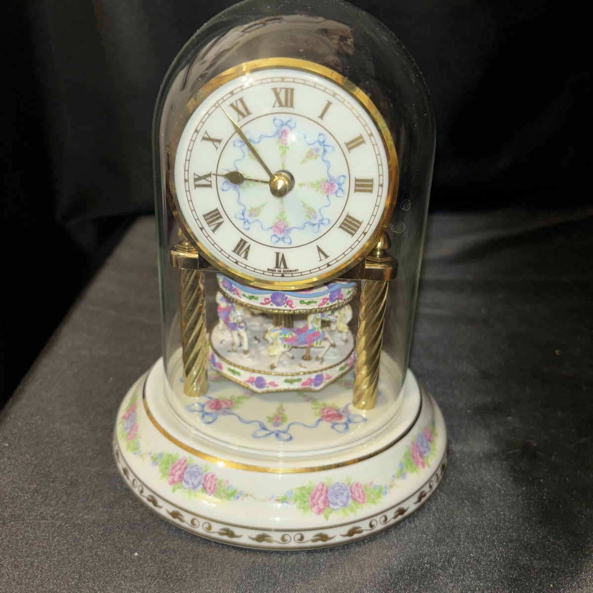 Franklin Mint 150 Anniv. Carousel Horse 7” Clock Dentzel Porcelain