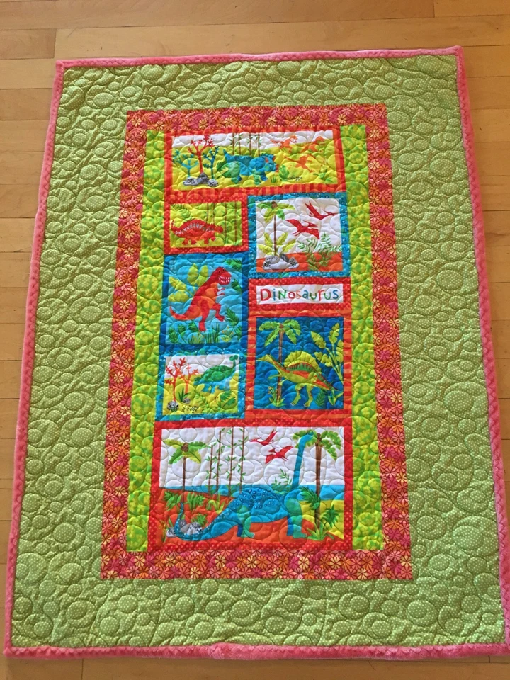 Ручной работы Baby Dino лоскутное одеяло кроватки одеяло на коленях одеяло 37 «x 49» с коралловой Minky подкладка - Изображение 2 из 4