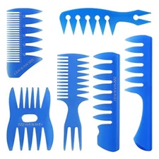 6 Pcs Hair Comb Styling Set Tail Combs Afro Pick Pik Brushes African Blue-6Pcs