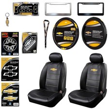 New Chevy Decal Emblem Key Chain License Frame Chevrolet Seat Cover Gift Set