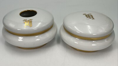 Z S & CBavarian Vanity Hand Painted Porcelain Hair Receiver/Trinket Jar Set