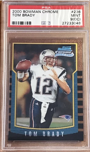 TOM BRADY 2000 BOWMAN CHROME PATRIOTS PSA 9 oc