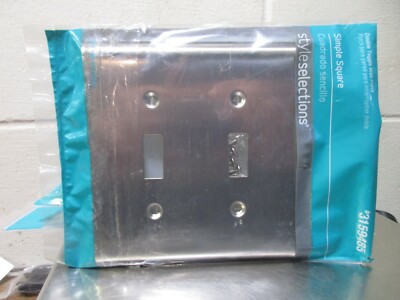 Style Selections Simple Square 2-Gang Toggle Switch Wall Plate - Satin Nickel