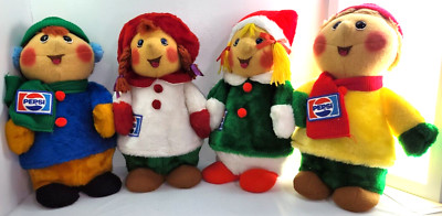 Vintage MCM Animal Fair Pepsi Caroler Plush Doll  Santa's Helpers Set Decor