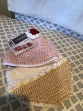 Hand Crocheted Hat And Diaper Cover Ice Cream Sz 0-9 Months Infant Baby Photo