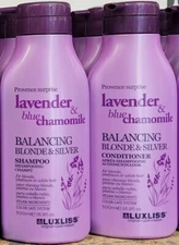 Luxliss Lavender & Blue Chamomile Balancing Blonde & Silver Shampoo, Conditioner
