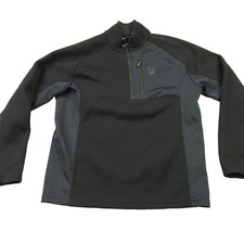 Spyder Sweater Mens Large 1/4 Zip Long Sleeve Outdoor Lightweight Black
