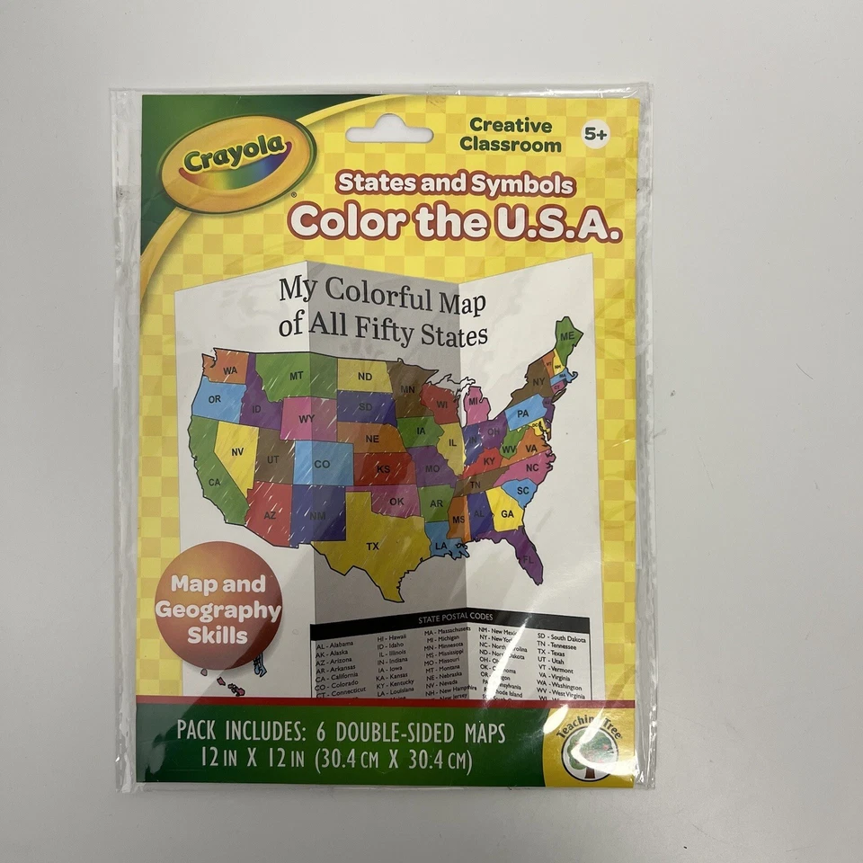 Aula Creativa Crayola: Estados y Símbolos - ¡Colorea el mapa de Estados Unidos de los 50 estados! Foto 4 de 4