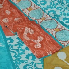 Sanskriti Vintage Sarees Blue Pure Georgette Silk Printed Sari 5 Yd Craft Fabric