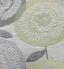 Green & Grey Floral Patterned Woven Upholstery Fabric, Material 140cm  - MW14B