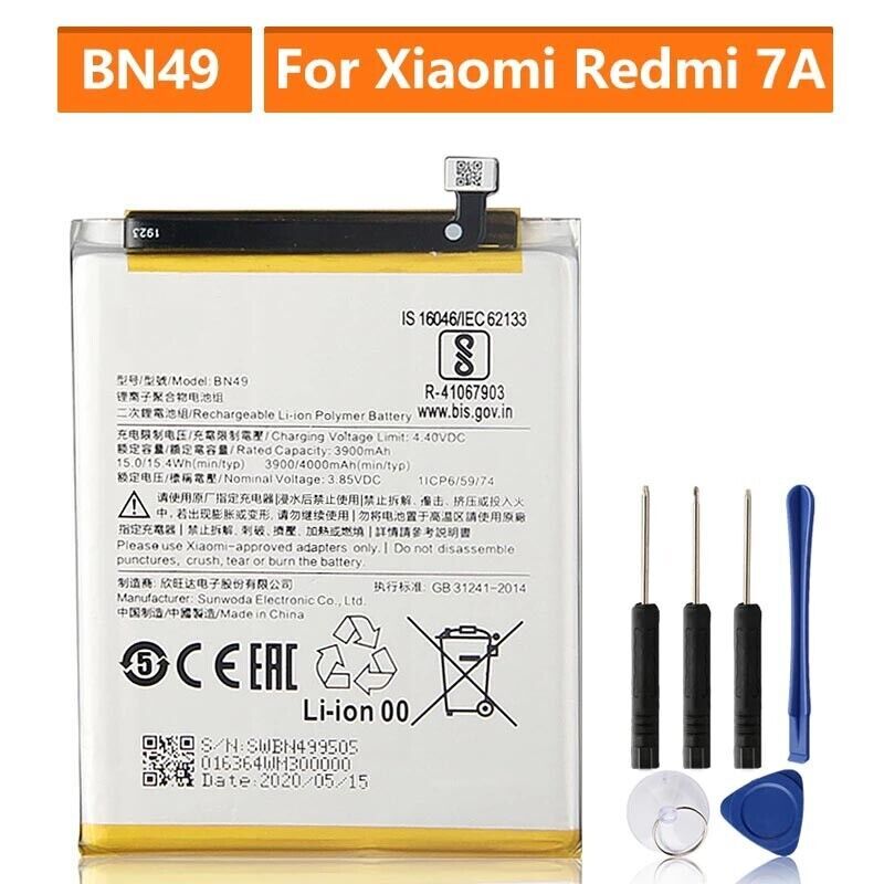 New BN49 Replacement Battery For Xiaomi Redmi 7A 4000mAh Tools
