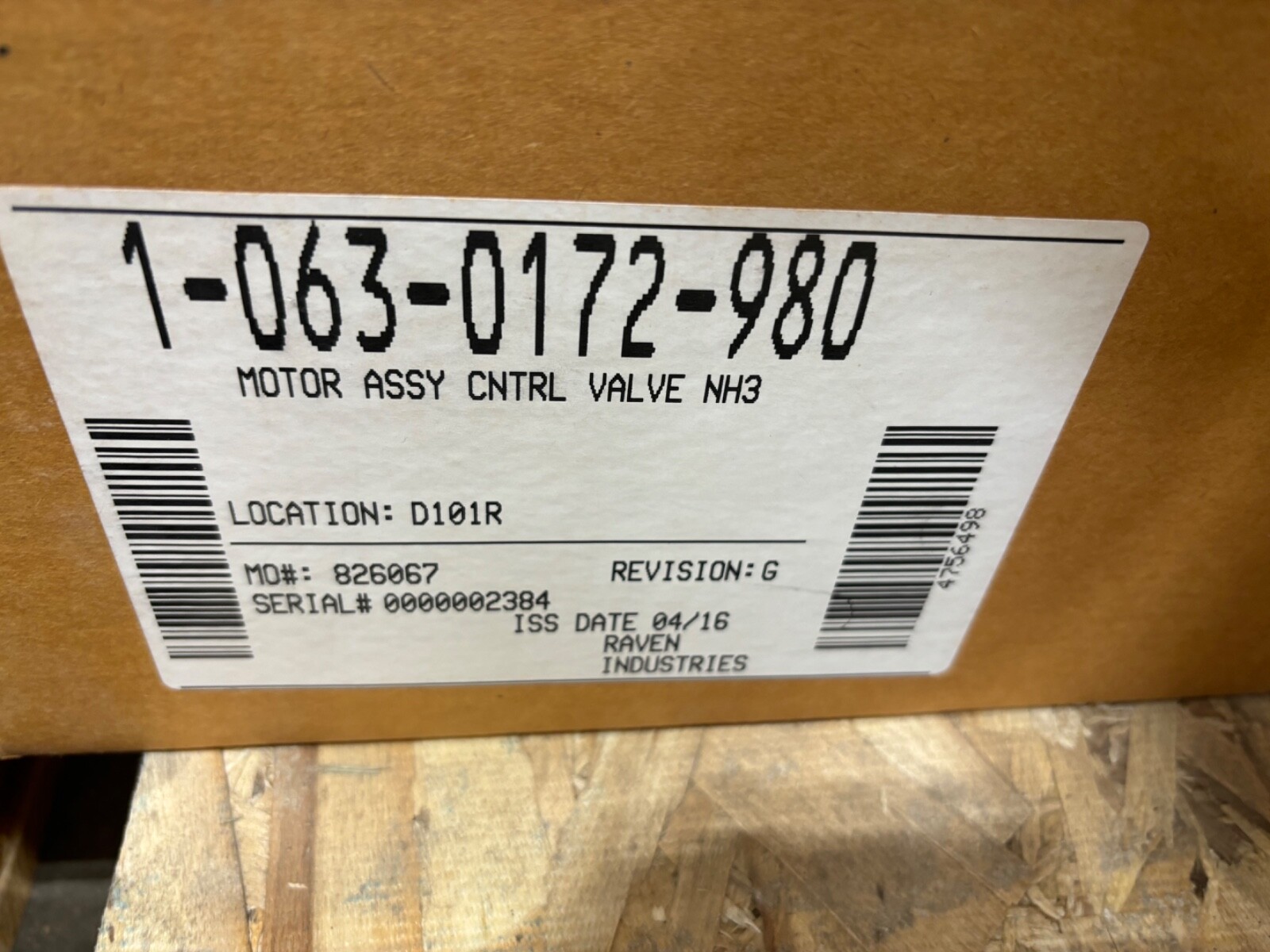 1-063-0172-980Actuator for standard NH3 control valveNew in box