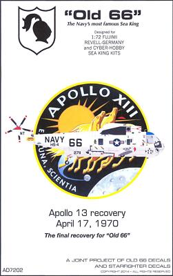 Starfighter Decals 1/72 SIKORSKY SEA KING ''OLD 66'' Apollo 13 Recovery Helicopter