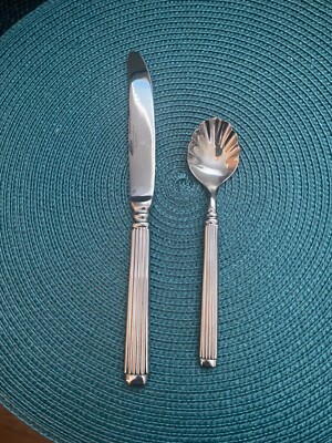 MONUMENT HAMPTON SILVERSMITHS STAINLESS ~ 1 DINNER KNIFE & 1 SUGAR SHELL