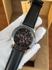 NEW GENUINE MEN'S BURBERRY BU9382 THE CITY SILVER BLACK WATCH