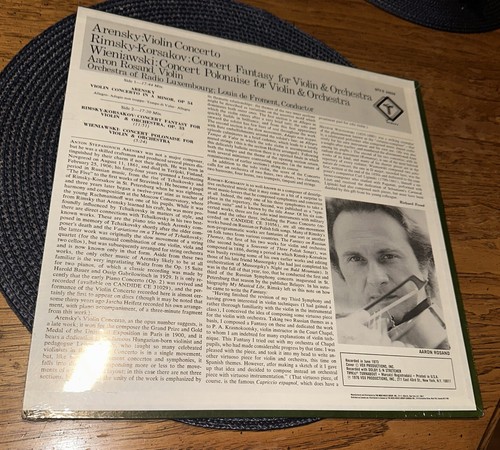 Arensky Violin Concerto Rimsky-Korsakov Concert Fantasy Violin SEALED LP - Picture 2 of 3