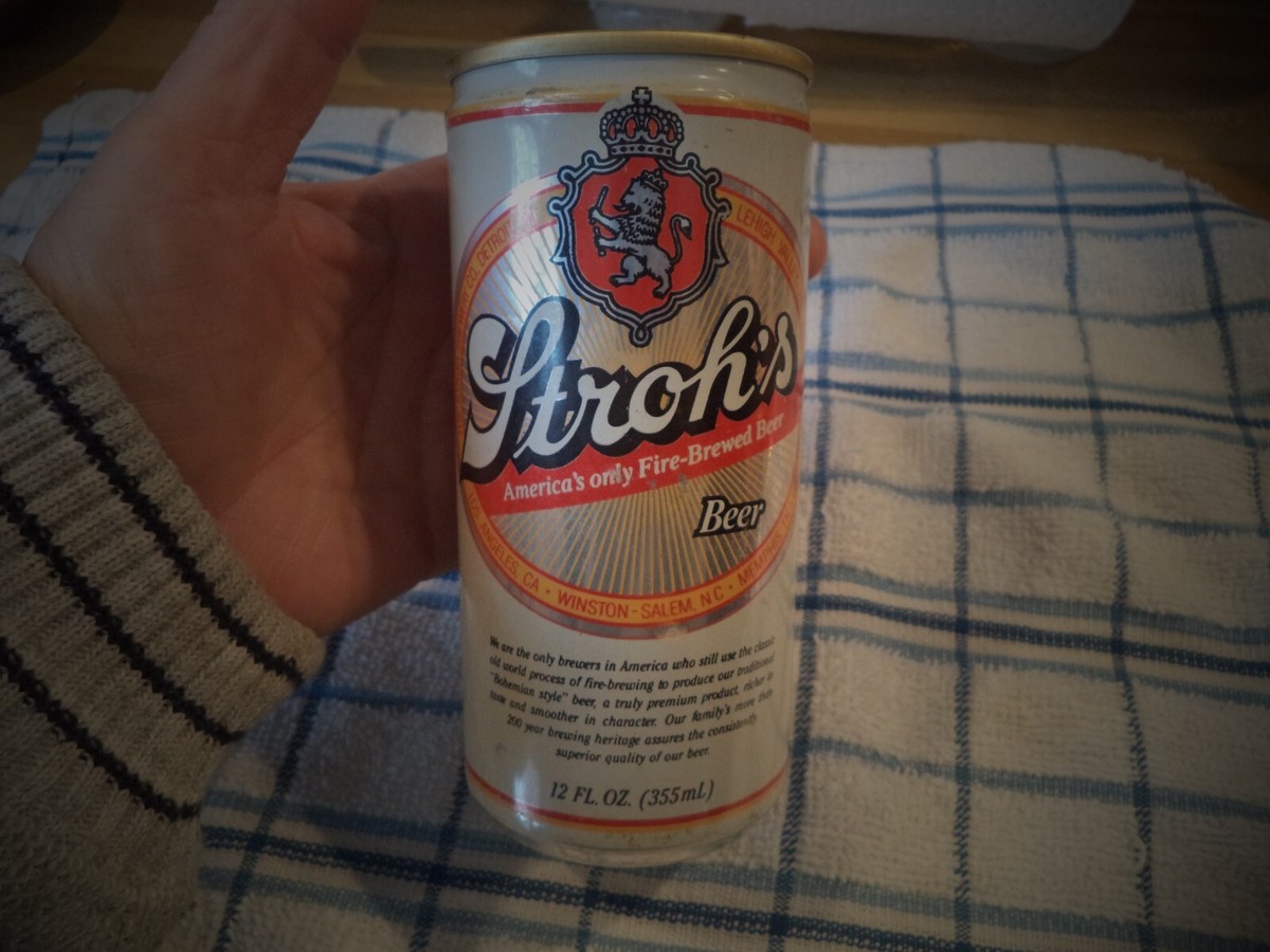 STROH'S BEER TALL 12 OZ ALUMINUM BAR CODE BEER CAN THE STROH