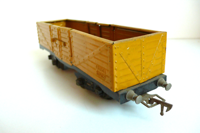 TRAINS JEP O WAGON PLAT À BOGIES À GRUMES TÔLE Lg 25 cm 1952 BON ÉTAT