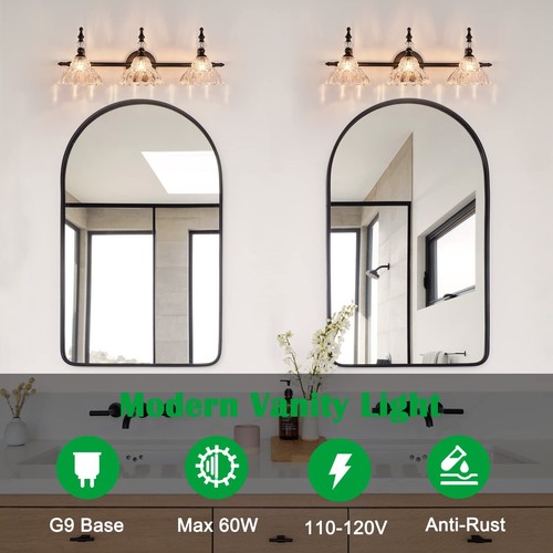 Bathroom Vanity Lights Bathroom Lighting Fixtures Over Mirror Matte Black 3 L... - Picture 2 of 9