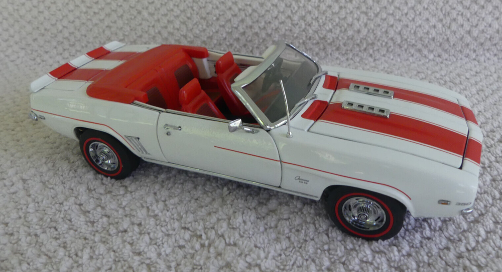 1969 Chevy Camaro Convertible 1:24 Diecast Model Red with Stripes by Danbury Mint