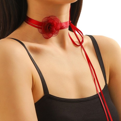 Camellia Bowknot Choker Necklace Fashion Collar Necklace Neckband Jewelry - Picture 9 of 13