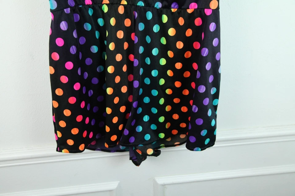 复古大码 48 码浴衣黑色圆点彩虹 Maximalist 90 年代度假村 — 第 4/4 张图片
