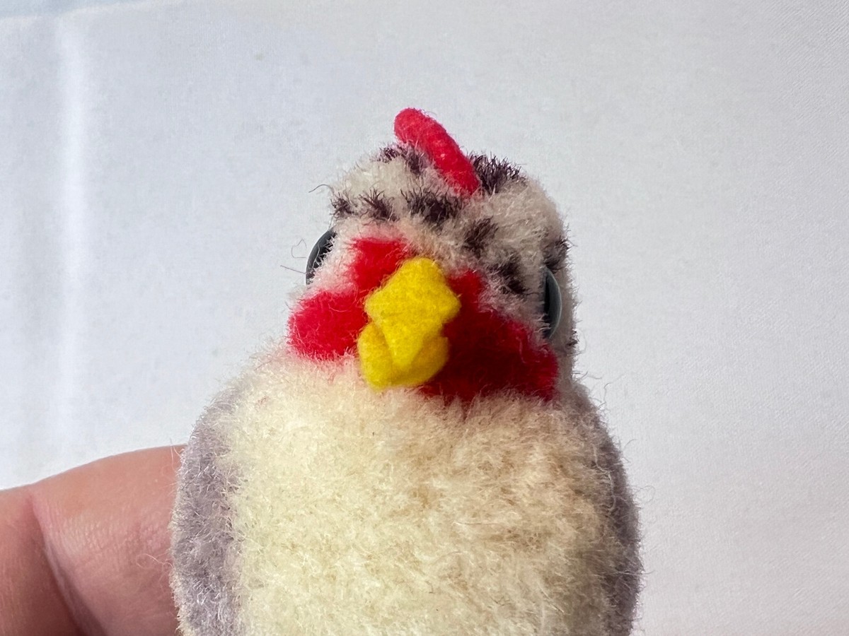 Vtg Steiff Hen Woolen Pom Pom Chicken Rooster Bird With Metal Legs