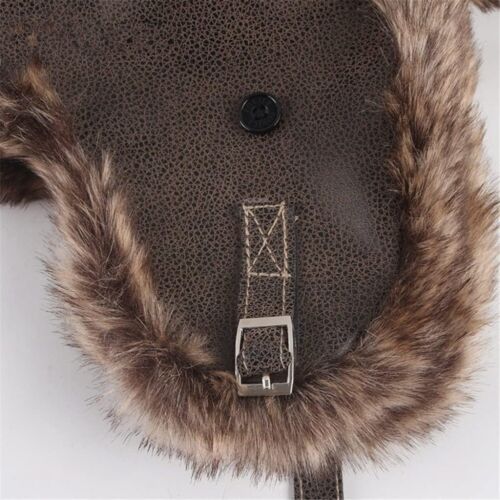 Leather Caps Lei Feng Hat Pilot Snow Cap With Ear Flap New Ski Ushanka Men's - Picture 6 of 14