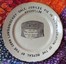 1896 Denby Dale Pie Plate commemorating 1846 Repeal Of Corn Law