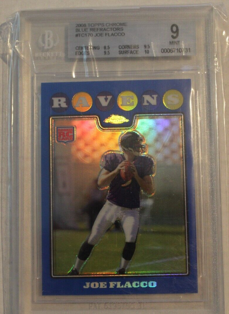 2008 Topps Chrome Blue Refractors #TC170 Joe Flacco Mint 9 BGS Rookie Card