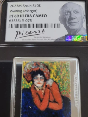 2023 Spain 10euro 1oz 999 Silver Picasso Waiting (Margot)- NGC Proof 69 PF PR