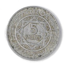 5 Francs M&uuml;nze aus Marokko - 1370/ca. 1950 +*+