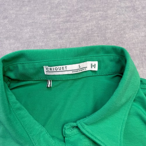 Criquet Polo Shirt Mens Medium Green Pima Cotton Stretch Golf Travel Lightweight - Picture 7 of 11
