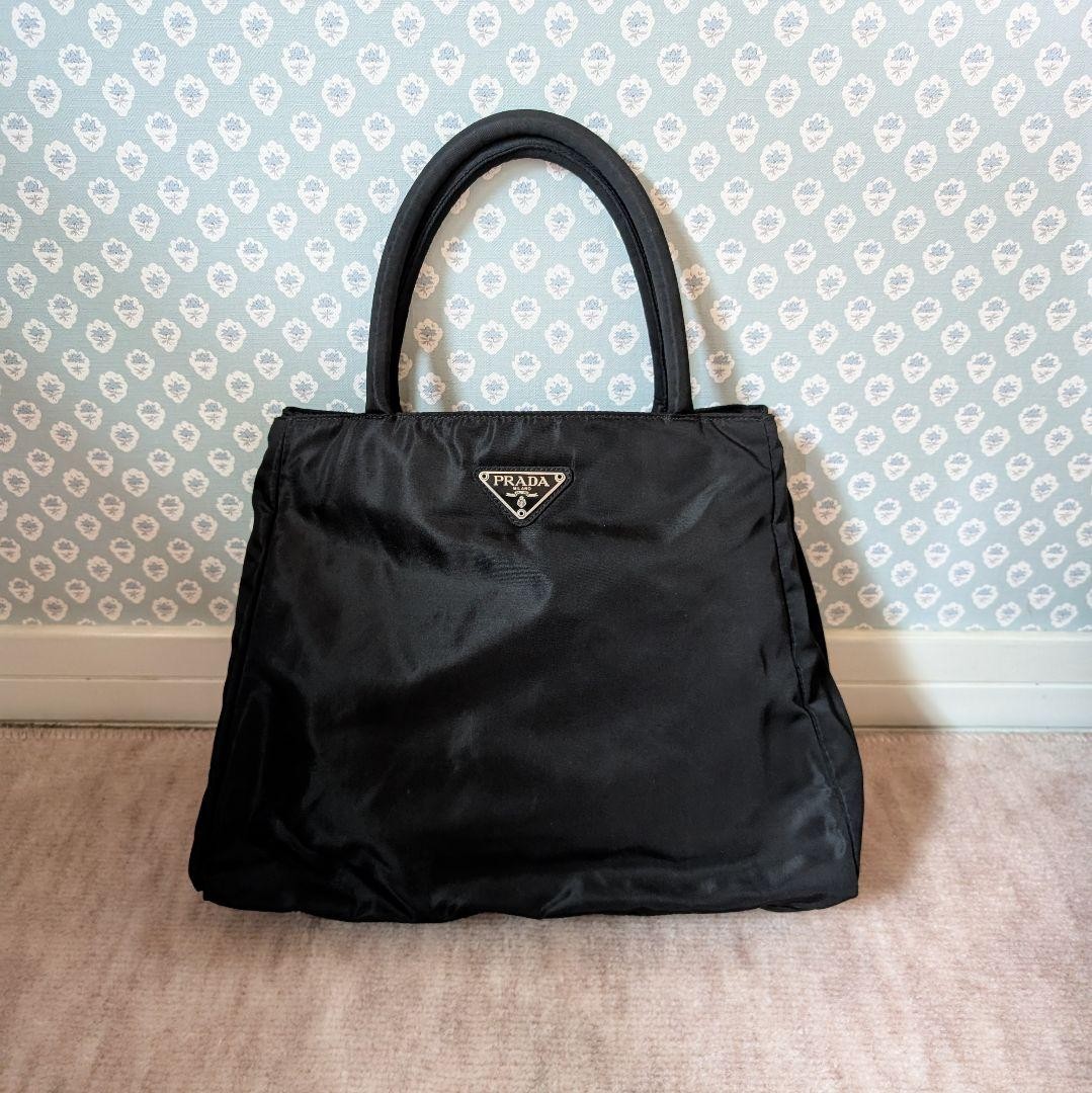 Prada Black Nylon Mini Tote with Triangle Logo - Pre-Owned  