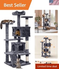Stylish 54in Cat Castle with Climbing Ladder, Cozy Condos  Scratching Areas