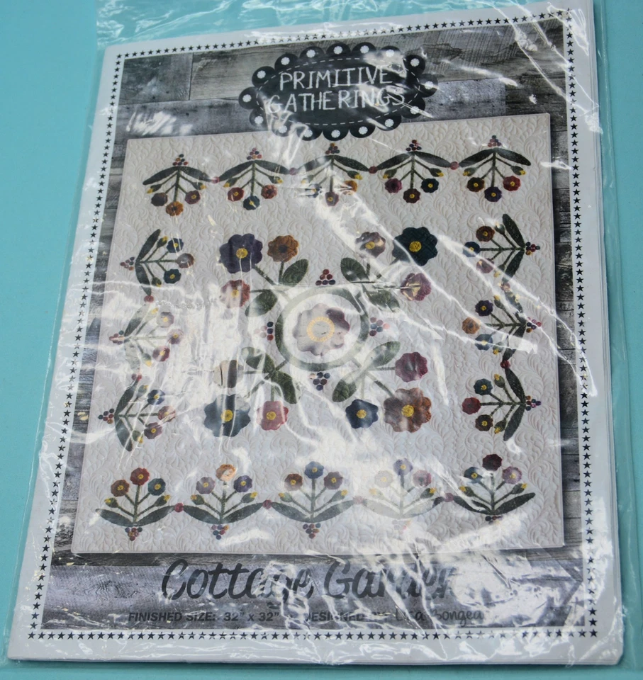 Primitive Gatherings Cottage Garden quilt craft pattern for 32" design - Image 2 of 3