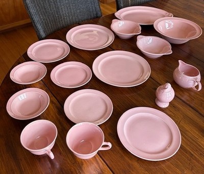 VTG  Lu Ray Sharon Pink Plates Platter Nappy Bowl Lug Soup Creamer Shaker Fruit