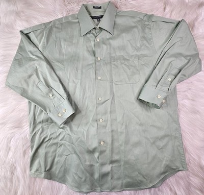 Perry Ellis Portfolio Shirt Men (XL) Green  Wrinkle Free Long Sleeve