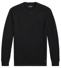 Polo Ralph Lauren Mens Waffle-Knit Thermal Sleep Shirt Medium Black - NWT