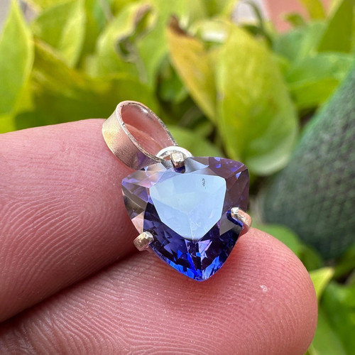 Ciondolo in argento massiccio zaffiro BLU certificato naturale 15 ct pietra preziosa sfusa - Foto 3 di 6