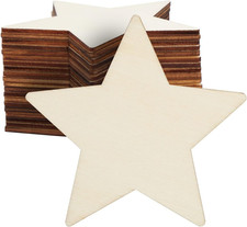 Wooden Stars for Crafts - 24-Pack, 3.9In X 3.9In X 0.1In, Unfinished Poplar Wood