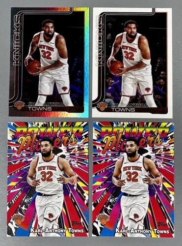 4- 2025-26 Topps Flagship Karl-Anthony Towns Rainbow Foil, Base, 2 Power Players